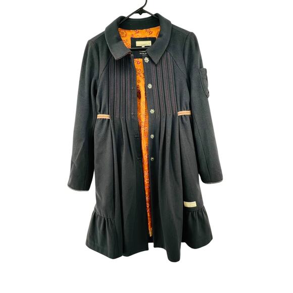Odd Molly Jackets & Blazers - Odd Molly for Anthropologie Wool Cashmere Blend Coat Size 1 Small Orange Lining